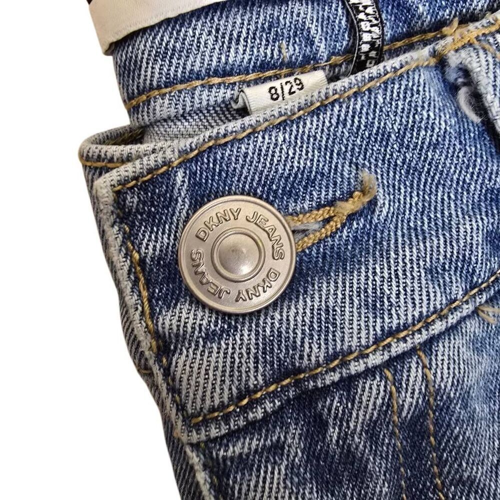 DKNY Jeans Womens Size 8/29 Light Wash High Rise Straight Leg Denim Cuffed Hem S - Picture 6 of 10